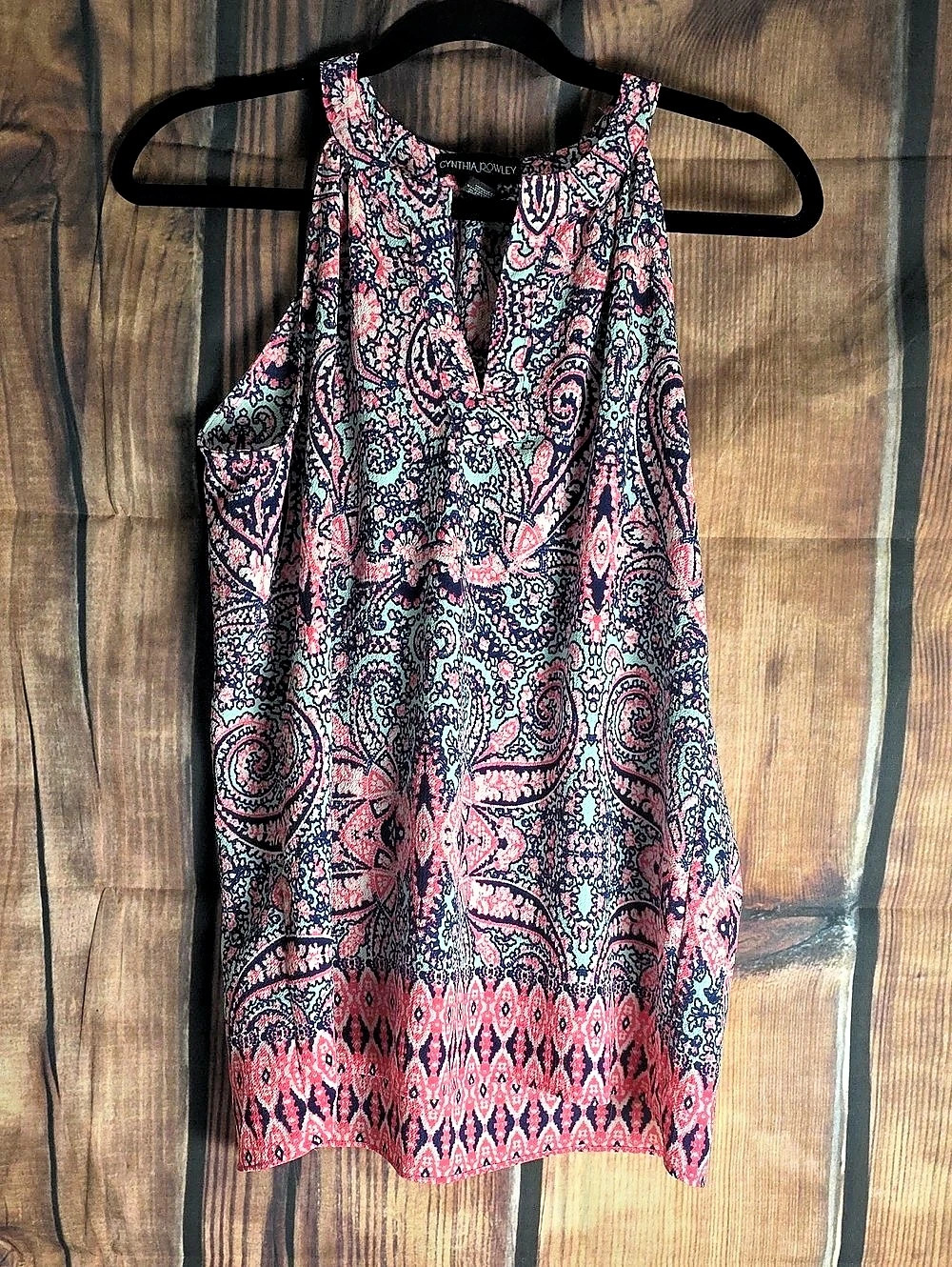 Cynthia Rowley Paisley Tank Top in Pink & Blue Size Medium